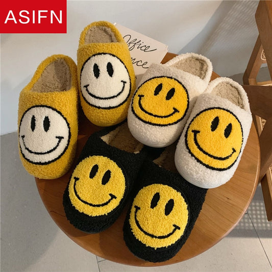 Smiley Face Fluffy Slippers