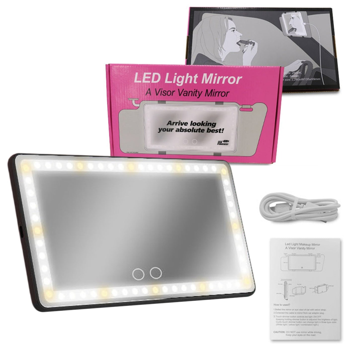 Kloset Kawaii™ Universal Car LED Touch Screen Makeup Mirror