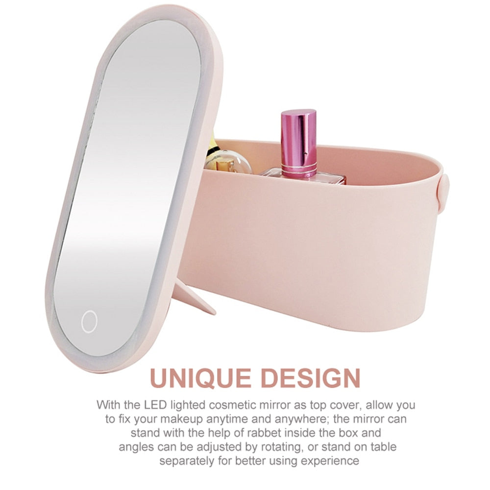 Kloset Kawaii™ Portable Makeup Organizer with LED Mirror